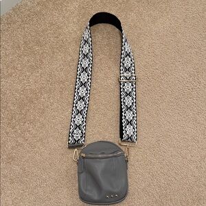 Mini Crossbody Bag Gray leather with Adjustable Strap- NWOT